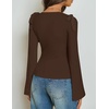 image:imageZESICA Womens Cute Tie Shoulder Going Out Y2K Tops Long Sleeve ShirtsBrown