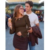 image:imageZESICA Womens Cute Tie Shoulder Going Out Y2K Tops Long Sleeve ShirtsBrown