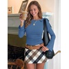 image:imageZESICA Womens Cute Tie Shoulder Going Out Y2K Tops Long Sleeve ShirtsDusty Blue