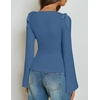image:imageZESICA Womens Cute Tie Shoulder Going Out Y2K Tops Long Sleeve ShirtsDusty Blue
