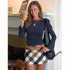image:imageZESICA Womens Cute Tie Shoulder Going Out Y2K Tops Long Sleeve ShirtsNavy