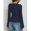 image:imageZESICA Womens Cute Tie Shoulder Going Out Y2K Tops Long Sleeve ShirtsNavy