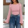 image:imageZESICA Womens Cute Tie Shoulder Going Out Y2K Tops Long Sleeve ShirtsPink