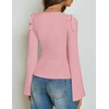 image:imageZESICA Womens Cute Tie Shoulder Going Out Y2K Tops Long Sleeve ShirtsPink