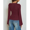 image:imageZESICA Womens Cute Tie Shoulder Going Out Y2K Tops Long Sleeve ShirtsWine