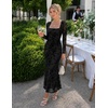 image:imageZESICA Womens Fall Long Sleeve Bodycon Mesh Wedding Guest Formal DressBlack