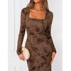image:imageZESICA Womens Fall Long Sleeve Bodycon Mesh Wedding Guest Formal DressBrown