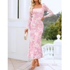 image:imageZESICA Womens Fall Long Sleeve Bodycon Mesh Wedding Guest Formal DressLightpink