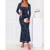 image:imageZESICA Womens Fall Long Sleeve Bodycon Mesh Wedding Guest Formal DressNavy
