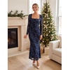 image:imageZESICA Womens Fall Long Sleeve Bodycon Mesh Wedding Guest Formal DressNavy