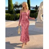 image:imageZESICA Womens Fall Long Sleeve Bodycon Mesh Wedding Guest Formal DressPink