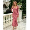 image:imageZESICA Womens Fall Long Sleeve Bodycon Mesh Wedding Guest Formal DressPink