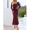 image:imageZESICA Womens Fall Long Sleeve Bodycon Mesh Wedding Guest Formal DressWine