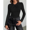 image:imageZESICA Womens Fall Long Sleeve Twist Knot Business Casual TopsBlack