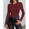 image:imageZESICA Womens Fall Long Sleeve Twist Knot Business Casual TopsBurgundy