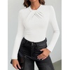 image:imageZESICA Womens Fall Long Sleeve Twist Knot Business Casual TopsWhite