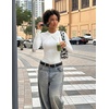 image:imageZESICA Womens Fall Long Sleeve Twist Knot Business Casual TopsWhite