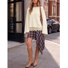 image:imageZESICA Womens Fall Winter Sweaters 2026 Lace Trim Pullover TopsApricot