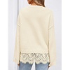 image:imageZESICA Womens Fall Winter Sweaters 2026 Lace Trim Pullover TopsApricot