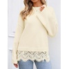 image:imageZESICA Womens Fall Winter Sweaters 2026 Lace Trim Pullover TopsApricot