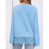 image:imageZESICA Womens Fall Winter Sweaters 2026 Lace Trim Pullover TopsBlue