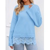 image:imageZESICA Womens Fall Winter Sweaters 2026 Lace Trim Pullover TopsBlue