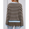 image:imageZESICA Womens Fall Winter Sweaters 2026 Lace Trim Pullover TopsBrown Stripe