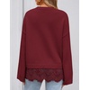image:imageZESICA Womens Fall Winter Sweaters 2026 Lace Trim Pullover TopsBurgundy