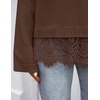 image:imageZESICA Womens Fall Winter Sweaters 2026 Lace Trim Pullover TopsCoffee