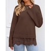 image:imageZESICA Womens Fall Winter Sweaters 2026 Lace Trim Pullover TopsCoffee