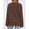 image:imageZESICA Womens Fall Winter Sweaters 2026 Lace Trim Pullover TopsCoffee