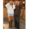 image:imageZESICA Womens Fall Winter Sweaters 2026 Lace Trim Pullover TopsCoffee