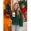 image:imageZESICA Womens Fall Winter Sweaters 2026 Lace Trim Pullover TopsDark Green