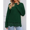 image:imageZESICA Womens Fall Winter Sweaters 2026 Lace Trim Pullover TopsDark Green
