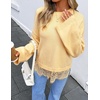 image:imageZESICA Womens Fall Winter Sweaters 2026 Lace Trim Pullover TopsLight Yellow