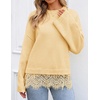 image:imageZESICA Womens Fall Winter Sweaters 2026 Lace Trim Pullover TopsLight Yellow