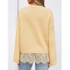 image:imageZESICA Womens Fall Winter Sweaters 2026 Lace Trim Pullover TopsLight Yellow
