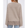 image:imageZESICA Womens Fall Winter Sweaters 2026 Lace Trim Pullover TopsOats