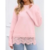 image:imageZESICA Womens Fall Winter Sweaters 2026 Lace Trim Pullover TopsPink