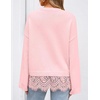 image:imageZESICA Womens Fall Winter Sweaters 2026 Lace Trim Pullover TopsPink