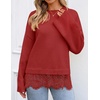 image:imageZESICA Womens Fall Winter Sweaters 2026 Lace Trim Pullover TopsRust