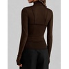 image:imageZESICA Womens Mesh Sheer Turtleneck Long Sleeve Going Out TopsCoffee