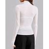 image:imageZESICA Womens Mesh Sheer Turtleneck Long Sleeve Going Out TopsWhite
