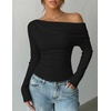 image:imageZESICA Womens Off Shoulder Fall Long Sleeve Y2k Cute Going Out TopsBlack