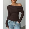 image:imageZESICA Womens Off Shoulder Fall Long Sleeve Y2k Cute Going Out TopsCoffee Brown