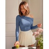 image:imageZESICA Womens Off Shoulder Fall Long Sleeve Y2k Cute Going Out TopsDusty Blue