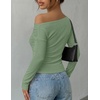 image:imageZESICA Womens Off Shoulder Fall Long Sleeve Y2k Cute Going Out TopsGreen