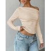 image:imageZESICA Womens Off Shoulder Fall Long Sleeve Y2k Cute Going Out TopsSand