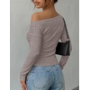 image:imageZESICA Womens Off Shoulder Fall Long Sleeve Y2k Cute Going Out TopsTaupe
