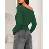 image:imageZESICA Womens Off Shoulder Long Sleeve Cinched Waist Going Out TopsDark Green